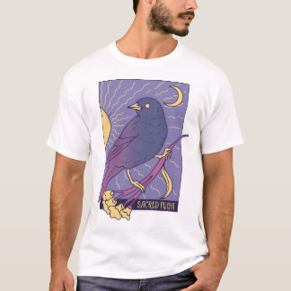 T-shirt Oiseau Sacré Fantaisiste avec Croissant de Lune