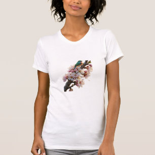 T-shirt Oiseau sur une branche d'arbre en fleurs