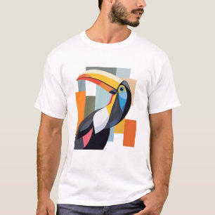 T-shirt Oiseau Toucan aux couleurs géométriques