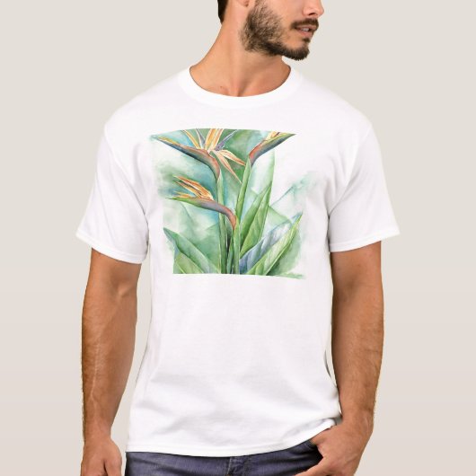 T-shirt Oiseau tropical de fleur de la peinture de paradis (Devant)