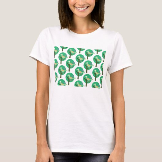 T-shirt Oiseau vert et arbre Motif Nature inspirée (Devant)