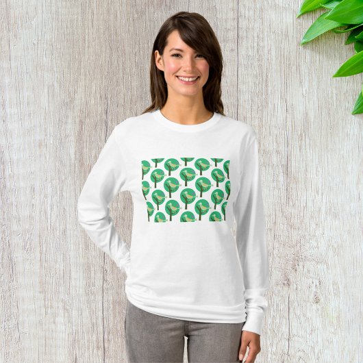 T-shirt Oiseau vert et arbre Motif Nature inspirée