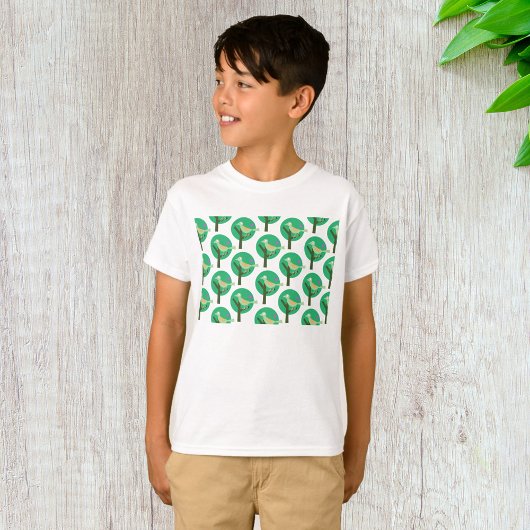 T-shirt Oiseau vert et arbre Motif Nature inspirée