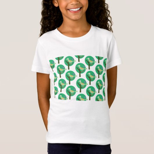 T-Shirt Oiseau vert et arbre Motif Nature inspirée (Devant)