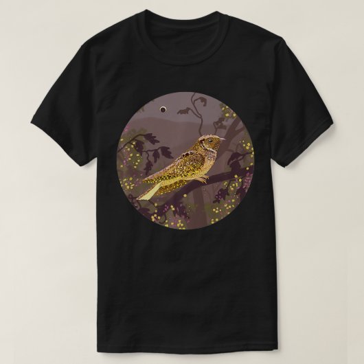T-shirt Oiseau Whipporwill dans une forêt de nuit noir (Design devant)