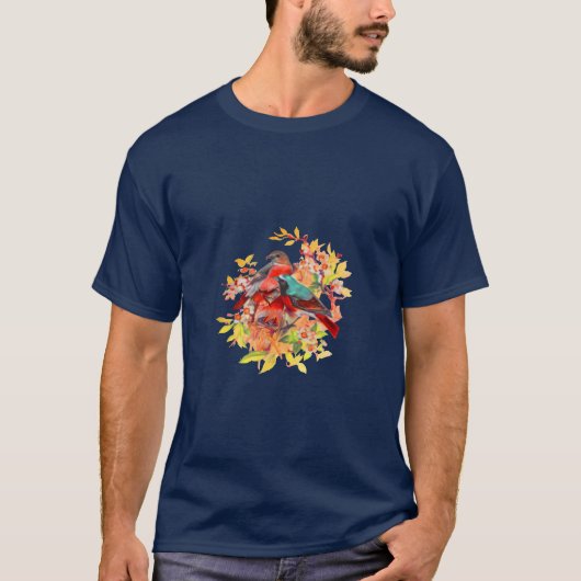 T-shirt Oiseaux avec mignon bébé drôle (Devant)