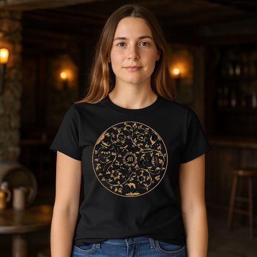 T-shirt Oiseaux baroques Rococo Animaux Monogrammes florau