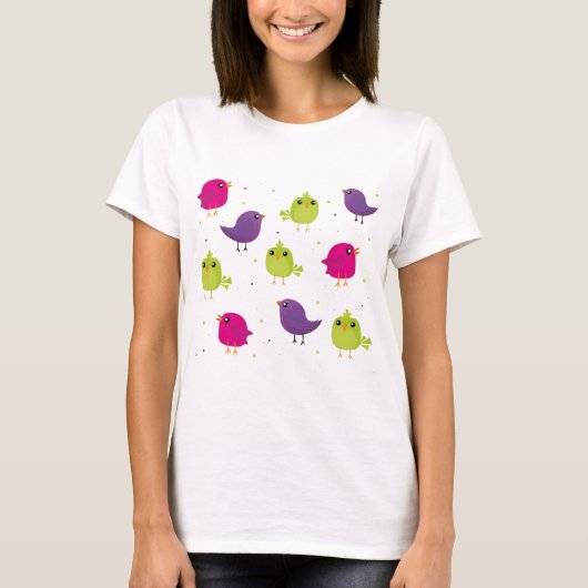 T-shirt Oiseaux colorés mignons (Devant)