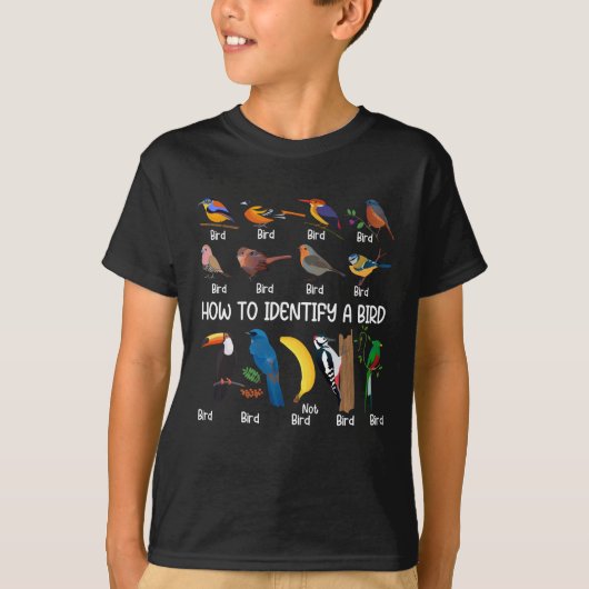 T-shirt Oiseaux Comment identifier un Oiseau unique (Devant)