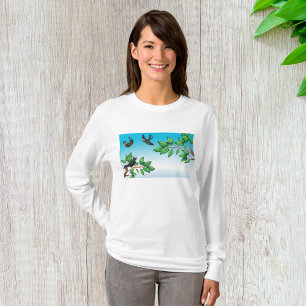 T-shirt Oiseaux Dans Un Arbre Femme Manches Longues