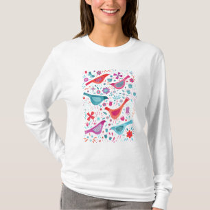 T-shirt Oiseaux dans un jardin Joli Boho aquarelle