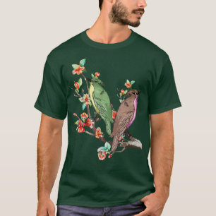 T-shirt Oiseaux D'Art Japonais En Fleurs De Cerisiers Sur