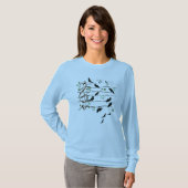 T-shirt Oiseaux de note musicale - noir (Devant entier)