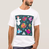 T-shirt Oiseaux d'hiver Jouer dans la neige avec Snowman (Devant)