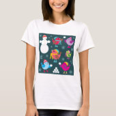 T-shirt Oiseaux d'hiver Jouer dans la neige avec Snowman (Devant)