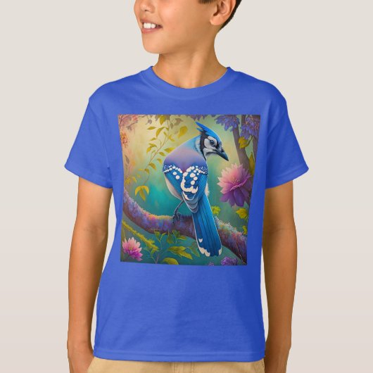 T-shirt Oiseaux d'Imaginaire Jay bleu (Devant)
