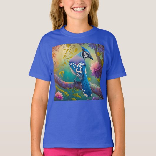T-shirt Oiseaux d'Imaginaire Jay bleu (Devant)
