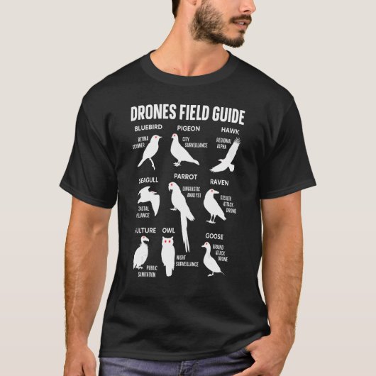 T-shirt Oiseaux Drones Field Guide Of North America Voici (Devant)