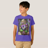 T-shirt Oiseaux en fleurs Pied violets Fleur sauvage Oeuf (Devant entier)