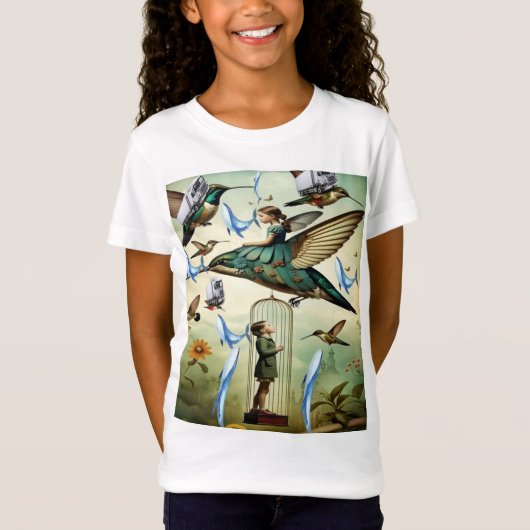 T-Shirt oiseaux et baleines (Devant)