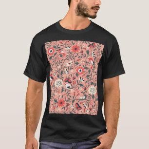 T-shirt Oiseaux floraux main tiré Vintage