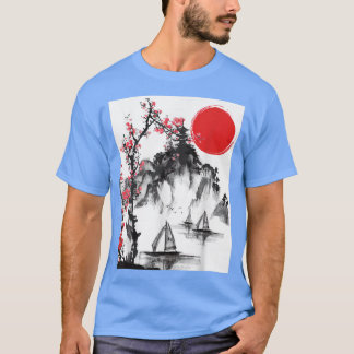 T-shirt Oiseaux Japonais Arbre Fleurissant Aesthétique Amo