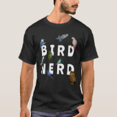 T-shirt OISEAUX NERD, perroquets, hibou, pigeons, kookabur (Devant)