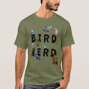 T-shirt OISEAUX NERD, perroquets, hibou, pigeons, kookabur