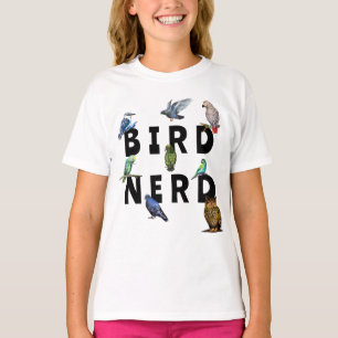 T-shirt OISEAUX NERD, perroquets, hibou, pigeons, kookabur