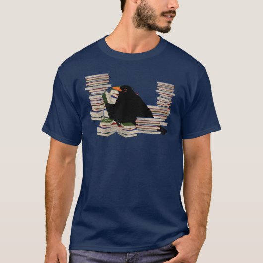 T-shirt Oiseaux noirs et livres Lecture Oiseau Observation (Devant)