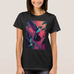 T-shirt Oiseaux tropicaux des colibris en vol Vaporwave Fu