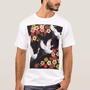 T-shirt Oiseaux volants : Heron de grue japonais.