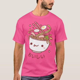 T-shirt Oishii japonais mignon nouilles Ramen déverser Top
