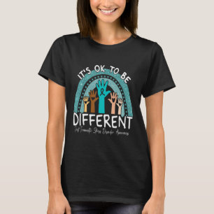 T-shirt Ok Be Different Rainbow Turquoise Ribbon Warrior P