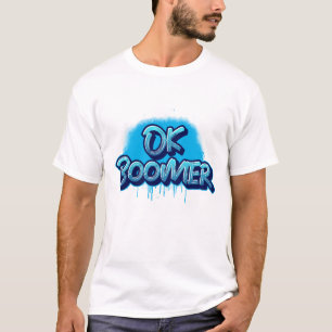 T-shirt Ok Boomer en Graffiti bleu
