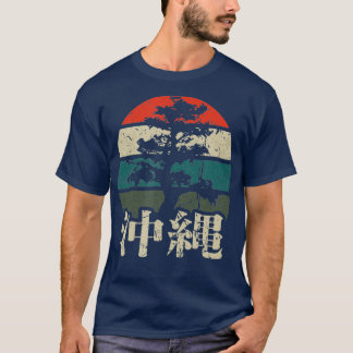 T-shirt Okinawa Kanji caractères Bonsai Tree Japon Fan