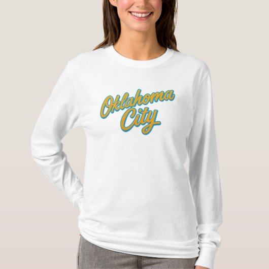 T-shirt Oklahoma City Script - Retro OKC Pride (Devant)