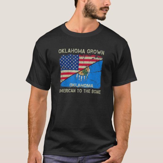 T-shirt Oklahoma Grown American To The Bone Home State Okl (Devant)