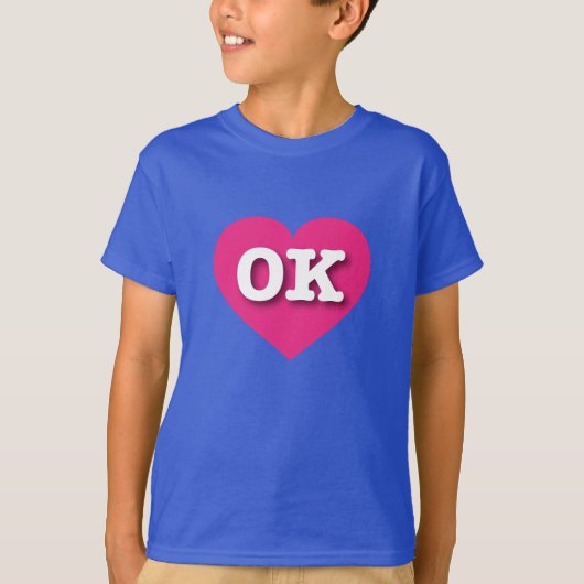 T-shirt Oklahoma Hot Pink Heart - I love OK (Devant)