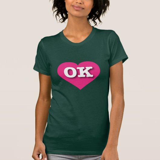 T-shirt Oklahoma Hot Pink Heart - I love OK (Devant)