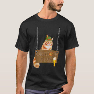 T-shirt Oktoberfest Chat Avec Bière Et Pretzel Cadeau Alle