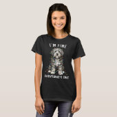 T-shirt Old English Sheepdog Christmas I'm Fine Everything (Devant entier)