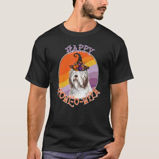 T-shirt Old English Sheepdog Happy Howl O Ween Halloween (Devant)