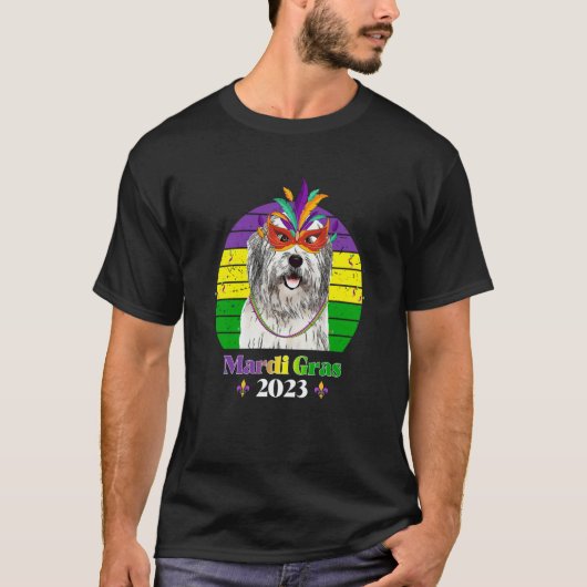 T-shirt Old English Sheepdog Party Dog Mardi Gras 2023 (Devant)