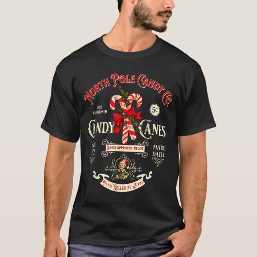 T-shirt Old Fashioned North Le Candy Cane Company Elf Chri (Devant)