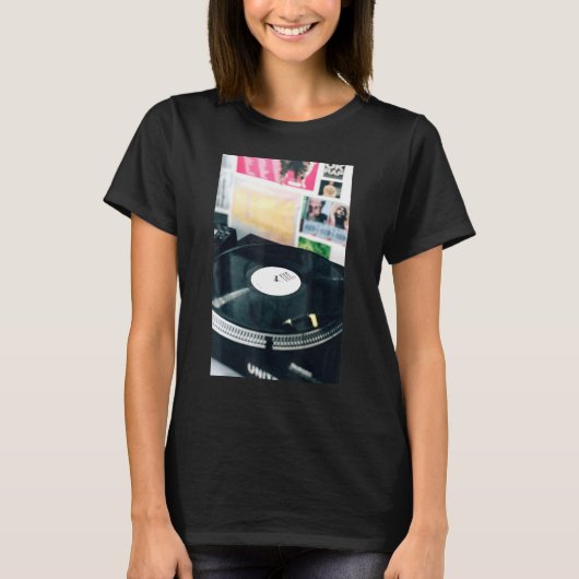 T-shirt Old School Hip hop Music DJ Vinyl Record (Devant)