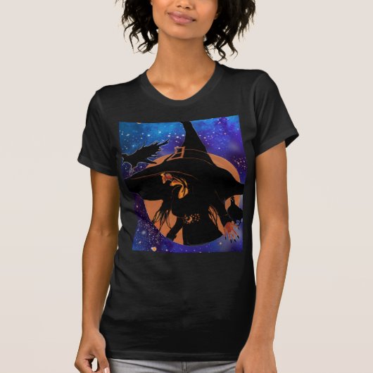 T-shirt Old Witch Harvest Moon Blackbird Art (Devant)