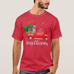 T-shirt Olde English Sheepdog Dog Riding Red Truck Christm