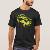 T-shirt Oldtimer 2cv Ente Linienzeichnung Gelb (Devant)