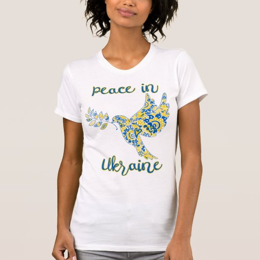 T-shirt Olive branche colombe de paix drapeau ukrainien co (Devant)